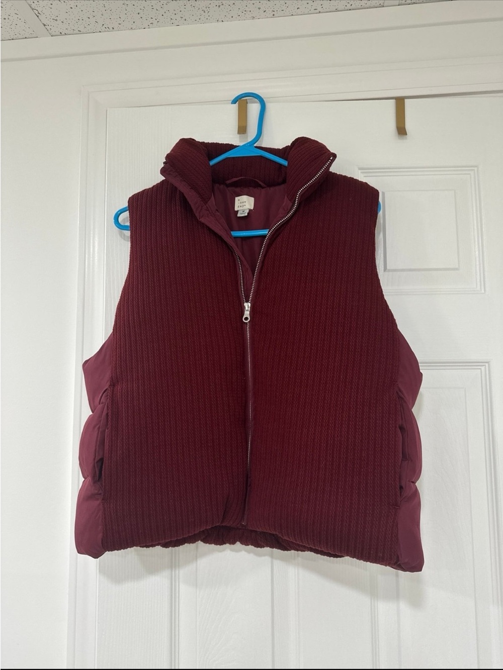a new day Burgundy Quilted Ribbed Puffer Vest